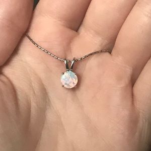White fire opal necklace